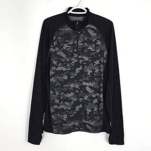 Paradox Men's Merino Wool Dri-Release Black Grey Camo Pullover Top Size Large
